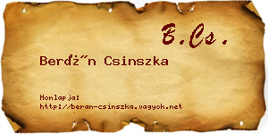 Berán Csinszka névjegykártya